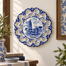 Load image into Gallery viewer, Hand-Painted Portuguese Ceramic Azulejo Plate – Fatima Design, 7.5"
