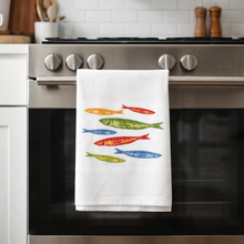 Load image into Gallery viewer, Portuguese Embroidered Cotton Tea Towels – Set of 2, 100% Cotton (28" x 20.5") - Sardines
