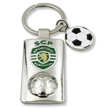 Load image into Gallery viewer, Sporting CP Metal Keychain with Embossed Club Crest and Soccer Ball Charm
