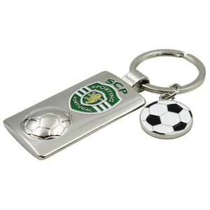 Sporting CP Metal Keychain with Embossed Club Crest and Soccer Ball Charm