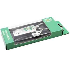 Sporting CP Metal Keychain with Embossed Club Crest and Soccer Ball Charm