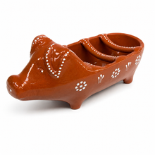 Load image into Gallery viewer, Socerâmica Hand-Painted Terracotta Happy Pig Sausage Roaster
