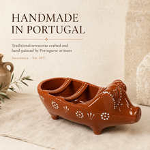Load image into Gallery viewer, Socerâmica Hand-Painted Terracotta Happy Pig Sausage Roaster
