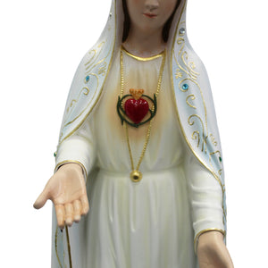 32" Hand-Painted Immaculate Sacred Heart of Mary Religious Statue with Crown