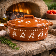 Load image into Gallery viewer, Socerâmica Hand-Painted Terracotta Cooking Pot with Lid, Made in Portugal
