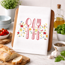 Load image into Gallery viewer, Portuguese Embroidered Cotton Tea Towels – Set of 2, 100% Cotton (28" x 20.5") - Cutlery
