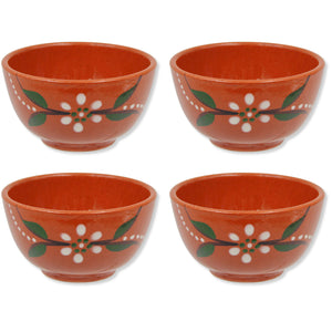 Hand-Painted Terracotta Vinho Verde Tinto Bowls – Set of 4