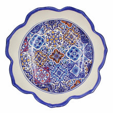 Load image into Gallery viewer, Portuguese Ceramic Tulip-Shaped Salad Bowl with Blue Azulejo Tile Design
