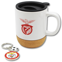 Load image into Gallery viewer, Officially Licensed Benfica Travel Mug with Removable Cork Bottom and Keychain Set
