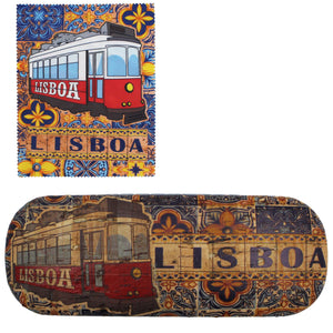 Traditional Lisbon Portugal Cork Eyeglass Case with Cleaning Cloth