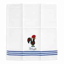 Load image into Gallery viewer, Portugal Rooster Kitchen Towels with Blue Stripe Accent – Set of 2, 100% Cotton Dish Towels (23.5" x 19")
