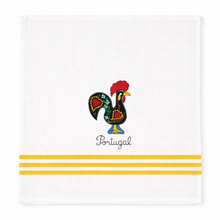 Load image into Gallery viewer, Portugal Rooster Kitchen Towels with Yellow Stripe Accent – Set of 2, 100% Cotton Dish Towels (23.5" x 19")
