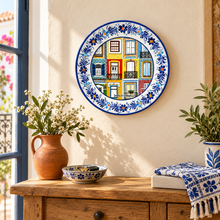Load image into Gallery viewer, Hand-Painted Portuguese Ceramic Plate – Windows of Portugal Design, 10.5"
