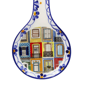Traditional Portuguese Windows Decorative Ceramic Spoon Rest, Utensil Holder