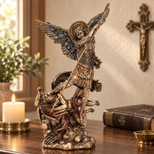 Load image into Gallery viewer, St. Michael the Archangel Statue, Cold Cast Bronze Catholic Figurine, 13.2"

