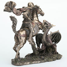 Load image into Gallery viewer, Saint George The Dragon Slayer Statue - Cold Cast Bronze Knight on Horseback Figurine, 10.75"
