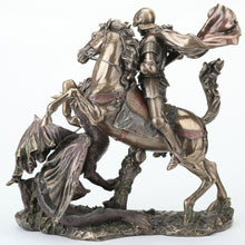 Load image into Gallery viewer, Saint George The Dragon Slayer Statue - Cold Cast Bronze Knight on Horseback Figurine, 10.75"
