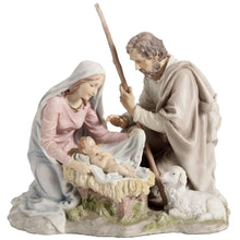 Load image into Gallery viewer, Holy Family Nativity Figurine – Mary, Joseph, Baby Jesus &amp; Lamb
