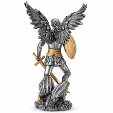 Load image into Gallery viewer, St. Michael the Archangel Statue, Cold Cast Pewter Catholic Figurine, 12.8"

