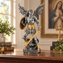 Load image into Gallery viewer, St. Michael the Archangel Statue, Cold Cast Pewter Catholic Figurine, 12.8"
