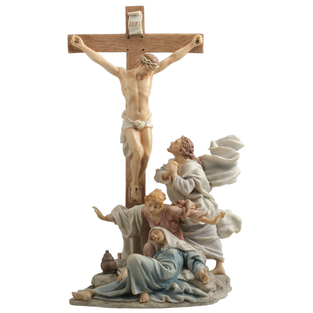 Crucifixion Scene Figurine – Jesus on the Cross with Mary, John & Followers
