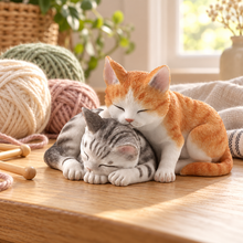 Load image into Gallery viewer, Sleeping Kittens Tabby Cat Figurine, 3.3"
