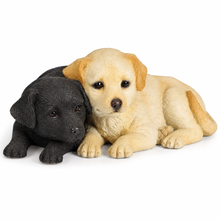 Load image into Gallery viewer, Labrador Puppies Figurine – Black and Yellow Lab Pair, 2.4"
