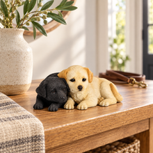 Load image into Gallery viewer, Labrador Puppies Figurine – Black and Yellow Lab Pair, 2.4"
