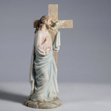 Load image into Gallery viewer, Sacred Heart of Jesus Leaning On Dove Cross Statue, 11.2"
