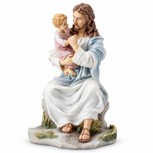 Load image into Gallery viewer, Jesus Christ Statue - Catholic Figurine Holding Child, 6.4"
