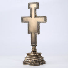 Load image into Gallery viewer, San Damiano Crucifix on Stand – Catholic Cold Cast Bronze Cross, 14.25”
