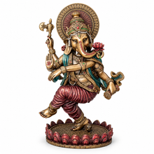 Load image into Gallery viewer, Dancing Ganesha Statue - Hindu Elephant Deity, 8.4"
