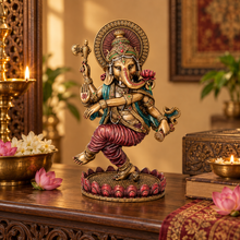 Load image into Gallery viewer, Dancing Ganesha Statue - Hindu Elephant Deity, 8.4"
