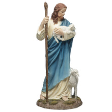 Load image into Gallery viewer, Jesus the Good Shepherd Statue – Holding Lamb with Shepherd’s Staff
