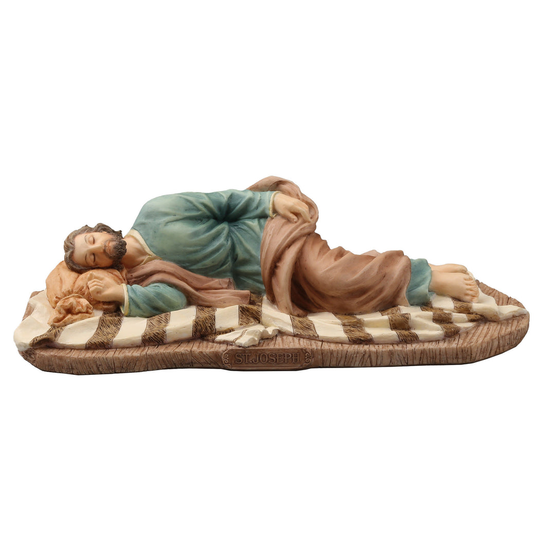 Sleeping Saint Joseph Figurine – Religious Statue of St. Joseph Resting on Blanket
