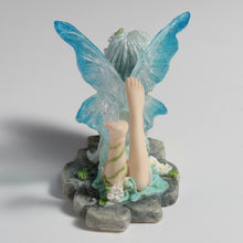 Load image into Gallery viewer, Daydreaming Fairy Figurine – Lying Fairy Statue with Blue Wings
