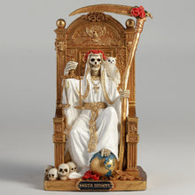 Load image into Gallery viewer, Santa Muerte On Throne With Scythe And Scale Firgurine
