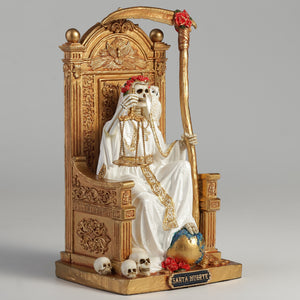 Santa Muerte On Throne With Scythe And Scale Firgurine