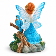 Load image into Gallery viewer, Turquoise Fairy and Kingfisher Bird Statue - Whimsical Garden Figurine, 5.1"
