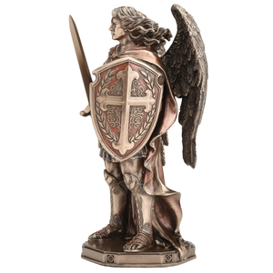 Archangel Saint Michael Figurine – Cold Cast Bronze Statue Wielding Sword and Shield