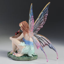 Load image into Gallery viewer, Fairy Figurine Painting Ladybug on Mushroom – Colorful Winged Fairy Statue with Nature Accents
