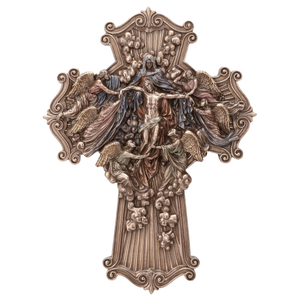 The Ascension of Jesus Cross Wall Plaque with Angels and Virgin Mary