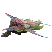 Load image into Gallery viewer, Sleeping Fairy Figurine on Leaf with Bunny – Pastel Winged Fairy Statue
