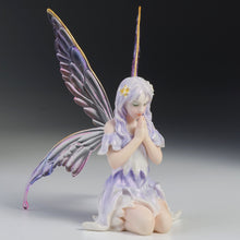 Load image into Gallery viewer, Wishing Periwinkle Fairy Figurine – Kneeling Fairy Statue with Purple Wings

