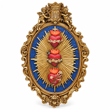 Load image into Gallery viewer, Holy Family Three Sacred Hearts Wall Plaque, 14"
