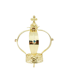 Load image into Gallery viewer, Our Lady of Fatima Gold Tone Metal Filigree Crown with Gem Accents for Religious Statues
