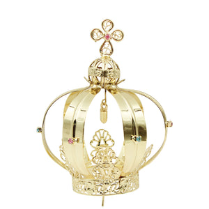 Our Lady of Fatima Gold Tone Metal Filigree Crown with Gem Accents for Religious Statues