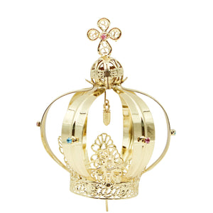 Our Lady of Fatima Gold Tone Metal Filigree Crown with Gem Accents for Religious Statues