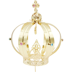 Our Lady of Fatima Gold Tone Metal Filigree Crown with Gem Accents for Religious Statues
