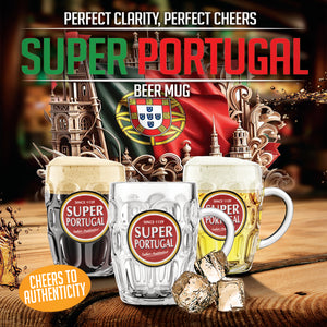 Super Portugal Clear Glass Beer Mug, 16 oz.